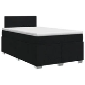 vidaXL Postelja boxspring z vzmetnico Črna 120 x 190 cm Blago