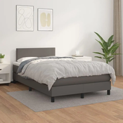 Greatstore Box spring postelja z vzmetnico siv 120x200 cm umetno usnje