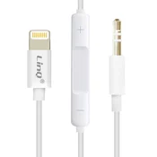 LINQ LinQ, Zvočni kabel Daljinski upravljalnik glasnosti TPC-9203 z vtičnico Lightning na Jack 3,5 mm, Bela, (5000220106)