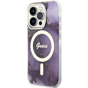 Guess GUESS OVITEK ZA IPHONE 14 PRO ZA MAGSAFE HARDCASE ZAŠČITA GOLDEN MARMOR