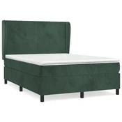 Vidaxl Box spring postelja z vzmetnico temno zelen 140x190 cm žamet