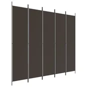 Vidaxl Paravan 5-delni rjav 250x220 cm blago