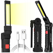 COB LED aku. magnetna delavniška svetilka gibljiva USB