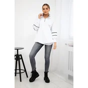 Sweatshirt with zipper and pockets white