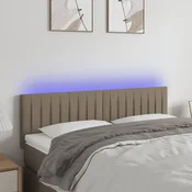 Vidaxl vidaXL Vzglavje postelje z LED zaslonom, sivo-rjavo, 144x5x78/88 cm, blago