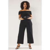 Trendyol Curve Black Double Pocket Plus Size Trousers