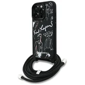 Karl Lagerfeld KARL LAGERFELD ovitek za IPHONE 16 PRO MAX KLHCP16XPGGRMPCK združljiv z MagSafe (CRSSBY zrnata PU z vzorcem in logotipom) črn