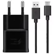 Polnilnik Samsung EP-TA200EBE + EP-DR140ABE 15W potovalni polnilec + USB-C podatkovni kabel črn (OOB Bulk) (2446805)