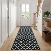 vidaXL Preproga runner LESAKA Črna in bela 100 x 300 cm