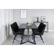 Venture Design Jedilna miza in stol komplet Marina, miza 75x180x90 cm, stol 66x88,5x50 cm, črna