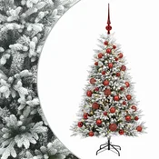 Vidaxl Umjetno božično drevo z okrasnimi kroglami 120 cm 150 LED