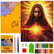 shumee Diamantno vezenje Jezus + mozaik okvir 5D 40 x 50 cm diamantna slika OhArt!