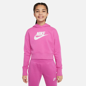 Djecji sportski pulover Nike Sportswear FT Crop Hoodie - active fuchsia/white