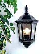 Zunanja stenska svetilka Lindby Lieva, višina 44 cm, črna, steklo - Antični - črna, prozorna - Kovina