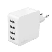 Logilink 4-portni USB zidni punjač, 4x USB-A, 24 W, bijeli