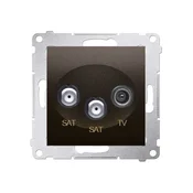 Dvojna satelitska antenska vtičnica SAT-SAT-RTV AC (modul), mat rjava (met
