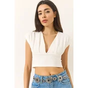 Bianco Lucci Ženska bluza 60284037, V-izrez, Bela