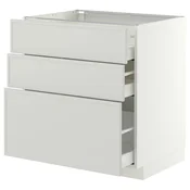METOD / MAXIMERA Podni element s 3 ladice, bijela/Aspudden svijetlo siva, 80x60 cm