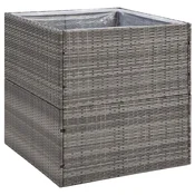 Vidaxl Vrtno cvetlično korito sivo 80x80x80 cm poli ratan