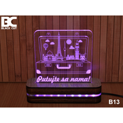 Black Cut 3D Lampa Putujte sa nama Roze