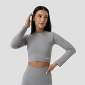 GymBeam Ženski crop top Ribbed FLO Grey