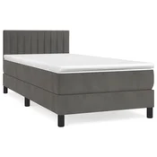 Vidaxl Box spring krevet s madracem tamnosivi 90x200 cm baršunasti