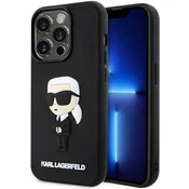 Karl Lagerfeld KLHCP14L3DRKINK ovitek za iPhone 14 Pro 6.1 črn/črn Rubber Ikonik 3D