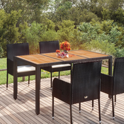 Vrtni stol s drvenom plocom crni 150 x 90 x 75 cm od poliratana