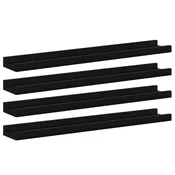 Vidaxl Stenske police 4 kosi črne 60x9x3 cm