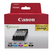 CANON PGI-580 (2078C007), originalna tinta, crna + šarena, 5,6ml