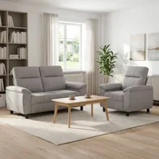 vidaXL Kavčna garnitura 2 pcs Oblačno siva Blago