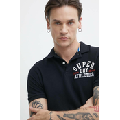 Bombažen polo Superdry črna barva