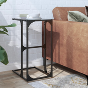 Bocni stolic s crnom staklom 40 x 30 x 61,5 cm celicni