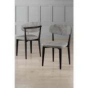 Hanah Home set trpezarijskih stolica Onex 2 kom, siva bukle tkanina, crne drvene noge