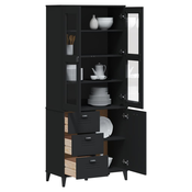 Visoka komoda VIKEN crna 80 x 40 x 190 cm od masivne borovine