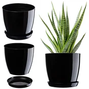 KADAX Cvetlični lonec s krožnikom, plastični, 14 cm, črn