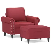 Vidaxl Fotelj s stolčkom za noge vinsko rdeč 60 cm umetno usnje