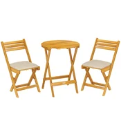 Homestar Set balkonskega pohištva 3-delni zložljiva miza 60x75 cm stoli 42x51x83 cm naravni