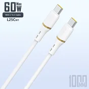 DUDAO Silikonski kabel USB-C 60W 1m - bel