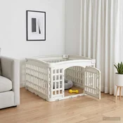 vidaXL 4 Panelni igralni prostor za kužke Bela 63 x 63 x 40 cm