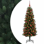Vidaxl Umetna božična jelka z bučko 240 cm 300 LED Toplo bela