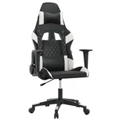 Vidaxl Masažni gaming stol črno in belo umetno usnje