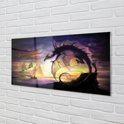 tulup.si Zidna obloga za kuhinju Dragon čolni oblaki morje 125x50 cm