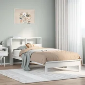 Knjižna postelja brez vzmetnice bela 75x190 cm trdna borovina