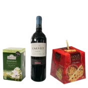 Calvet Crveno vino Merlot, 0,75l + AHMAD TEA Caj Jasmine + DOLCE FORNERIA Panettone, 500g