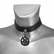 Ovratnica Choker BAPHOMET RED CRYSTAL LEATHER CHOKER - LSF9 56