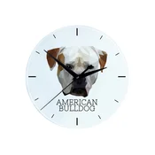 Ameriški buldog - geometrijska stenska ura s fotografijo in napisom