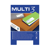 MULTI3 bele nalepke 38x21,2mm, 65/stran, 100 listov