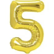 PartyPal Folija balon številka PET, zlat, 40 cm