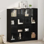 Highboard 2 pcs Crni hrast 68 x 37 x 142 cm Konstruirano drvo